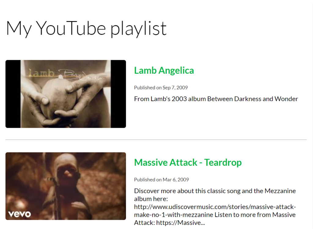 Responsive videos list with lazy load