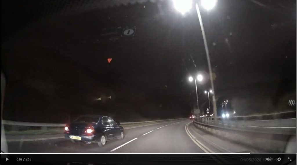 dashcam image of car running