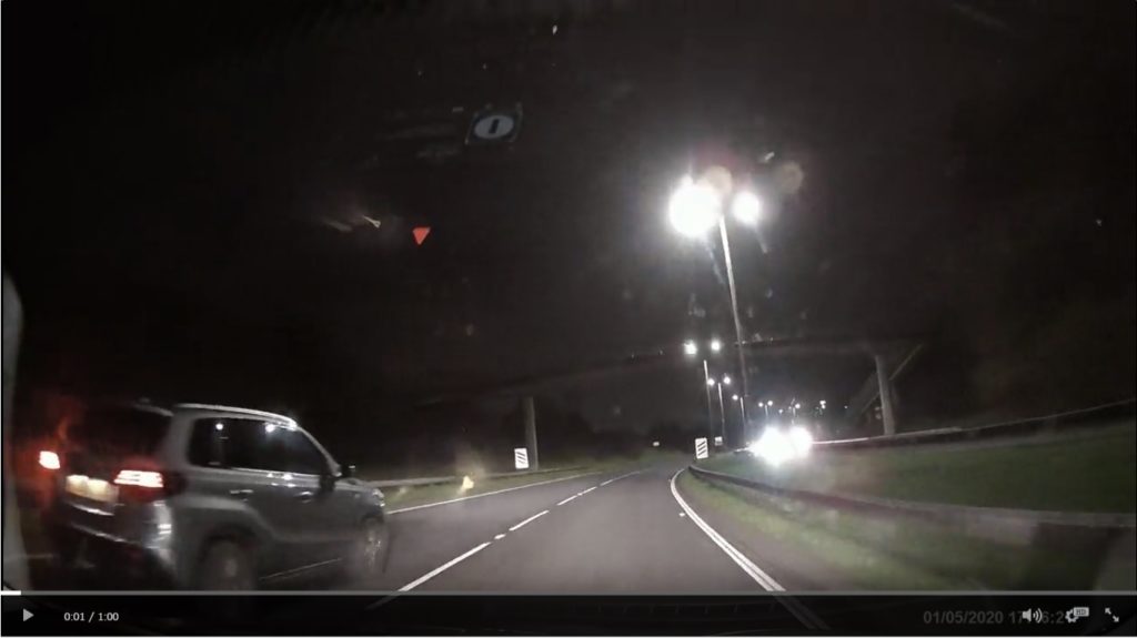 registration number not visible from dashcam footage
